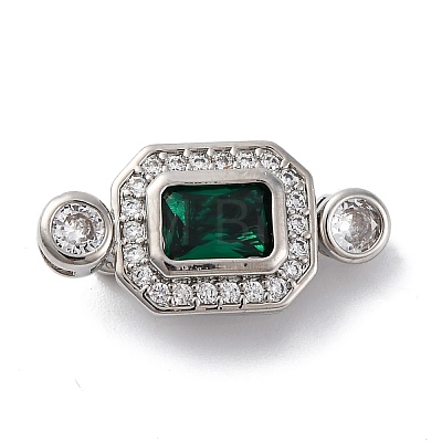 Brass Micro Pave Cubic Zirconia Box Clasps KK-P291-32P-1