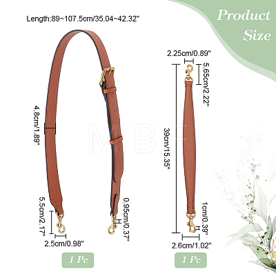 WADORN 2Pcs 2 Style Cowhide Leather Bag Handles FIND-WR0010-19A-1