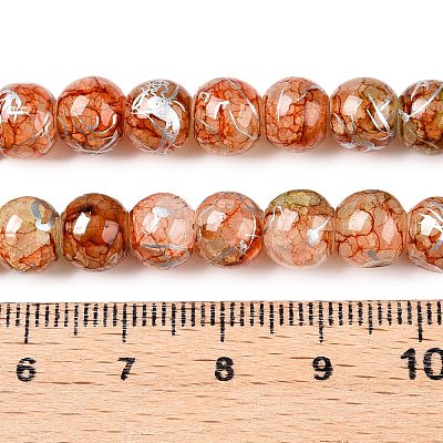 Drawbench Crackle Glass Beads Strands GLAA-N006-8mm-08-1