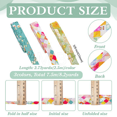 7.5M 3 Colors Printed Cotton Ribbon OCOR-FG0003-33-1
