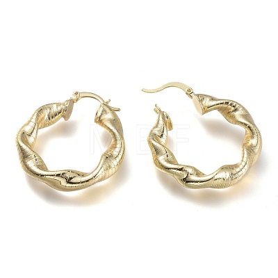 Brass Hoop Earrings EJEW-P264-A13-G-1