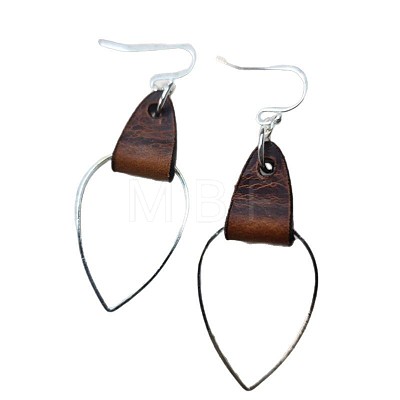 Teardrop Zinc Alloy Imitation Leather Dangle Earrings FS-WG3FC2A-01-1