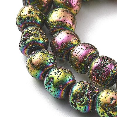 Electroplated Natural Lava Rock Beads Strands G-A251-B01-01H-1