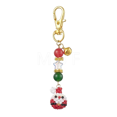 Christmas Santa Claus & Deer Handmade Glass Seed Beads Pendant Decorations HJEW-MZ00068-1
