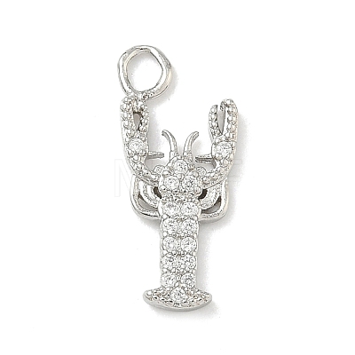 Brass Micro Pave Clear Cubic Zirconia Pendants KK-H528-04B-P-1