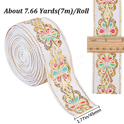 Flat Ethnic Style Embroidery Polyester Ribbons OCOR-WH0067-86C-1