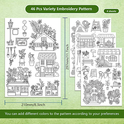 4 Sheets 11.6x8.2 Inch Stick and Stitch Embroidery Patterns DIY-WH0455-170-1