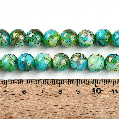 Baking Painted Glass Beads Strands DGLA-N003-10mm-B04-1