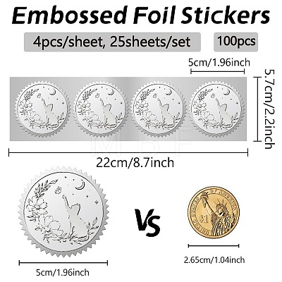 Custom Round Silver Foil Embossed Picture Stickers DIY-WH0503-013-1