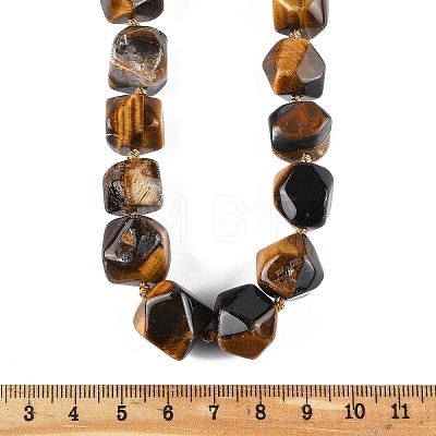 Natural Tiger Eye Nuggets Beaded Necklaces for Women Men NJEW-K388-01J-1