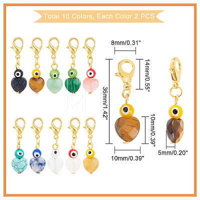   20Pcs 10 Colors Natural Gemstone Pendant Decoration HJEW-PH0001-44-1