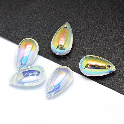 Transparent Glass Charms GLAA-H016-11K-1-1