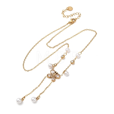 304 Stainless Steel Crystal Rhinestone Butterfly Pendant Necklaces for Women NJEW-P357-01G-1