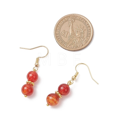 Round Natural Banded Agate Dangle Earrings EJEW-JE06466-1