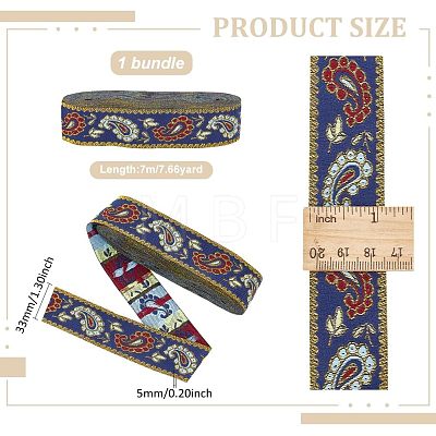 Ethnic Style Embroidery Polyester Ribbon SRIB-WH0007-02B-1