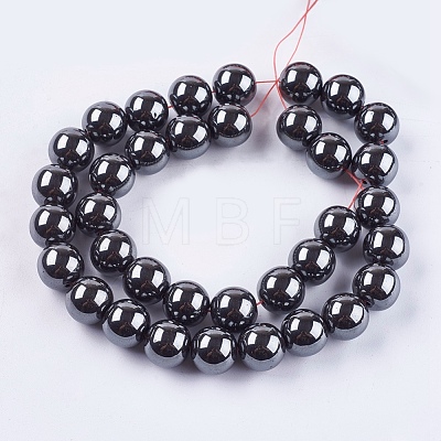 Non-Magnetic Synthetic Hematite Beads Strands G-H1624-12mm-1-1