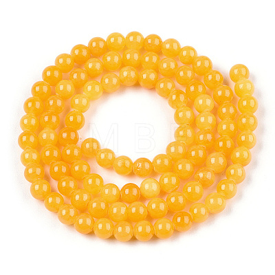 Natural Dyed Yellow Jade Gemstone Bead Strands X-G-R271-6mm-Y08-1