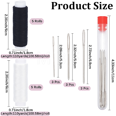 10Rolls 2 Colors Polyester Sewing Thread DIY-CY0003-32-1