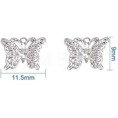 Rack Plating and Vacuum Plating Brass Butterfly Charms KK-PH0001-03S-RS-1