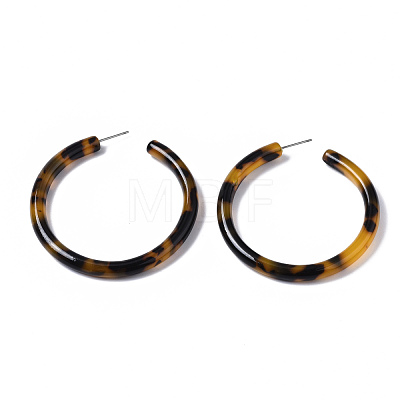 Cellulose Acetate(Resin) C Shape Half Hoop Earrings KY-S163-380-1