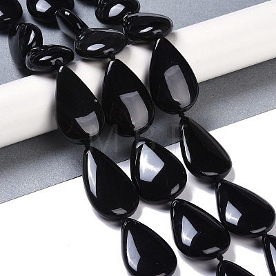 Natural Black Gemstone Beads Strands G-Q164-B01-01-1