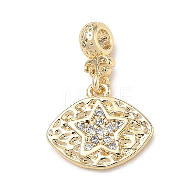 Brass Micro Pave Clear Cubic Zirconia Dangle Beads CU-CBAFF5B-19G-1