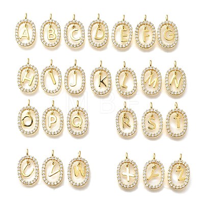 26Pcs Brass Micro Pave Cubic Zirconia Pendants KK-R218-02G-01-1