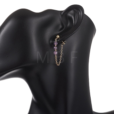 4 Pairs 4 Styles Natural Agate & Amethyst & Apatite & Green Aventurine Dangle Stud Earrings EJEW-TA00801-1