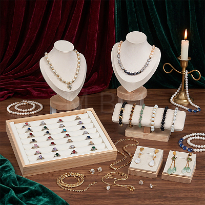 6Pcs 4 Styles VelvetJewelry Display Stand Sets NDIS-DR0001-03-1