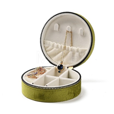 Round Velvet Jewelry Storage Zipper Boxes CON-P021-02D-1