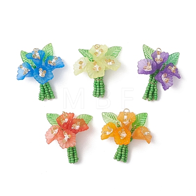 Glass Seed Beaded Pendants PALLOY-MZ01155-1
