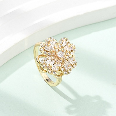 Clover Rotatable Open Cuff Rings for Women LS-RJEW-R007-02G-1