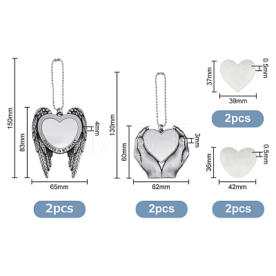 4 Sets 2 Style Zinc Alloy Heat Transfer Sublimation Blank Pendant Decorations AJEW-FH0003-32-1