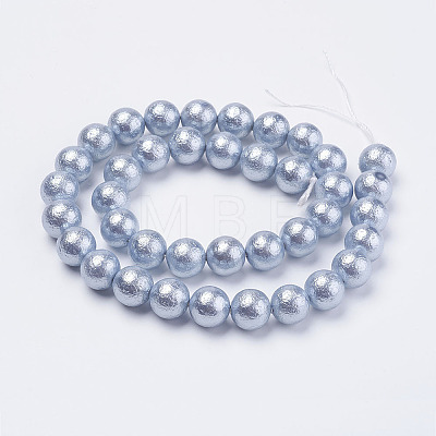 Wrinkle Textured Shell Pearl Beads Strands X-BSHE-E016-8mm-01-1