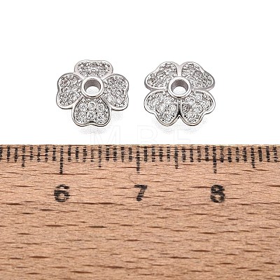 Brass Micro Pave Clear Cubic Zirconia Bead Caps KK-Q071-12P-02-1