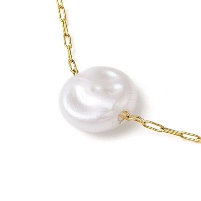 304 Stainless Steel & Plastic Pearl Link Chain Necklaces for Women NJEW-K383-04A-G-1