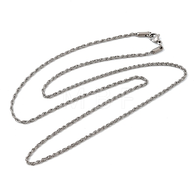 2MM Unisex 304 Stainless Steel Rope Chain Necklaces NJEW-P395-16P-1