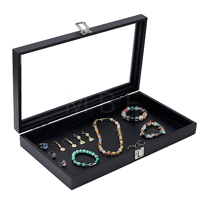 Wood Jewelry Display Cases with Visible Window Lid AJEW-WH0696-753A-1