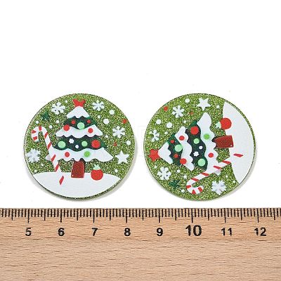 Christmas Themes Opaque Printed Acrylic Pendants OACR-B037-04-1