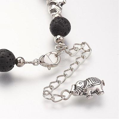 Natural Lava Rock Beads Bracelets BJEW-JB02715-1