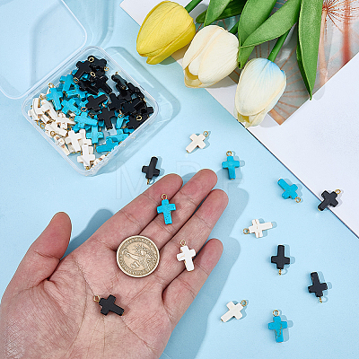 60Pcs 3 Colors Dyed Synthetic Turquoise Pendants FIND-BM0001-60B-1