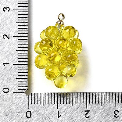 Grape Brass Acrylic Pendants OACR-R006-05G-09-1