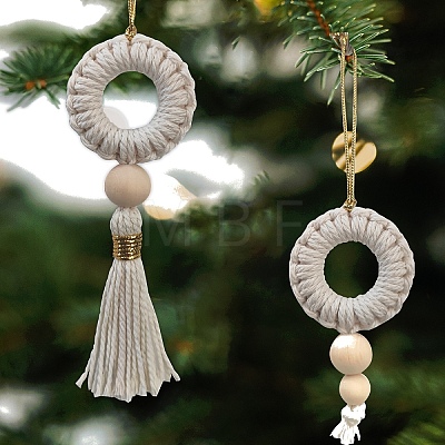 Handmade Cotton Woven Christmas Wreath Macrame Pendant Decorations PW-WGD54F2-01-1