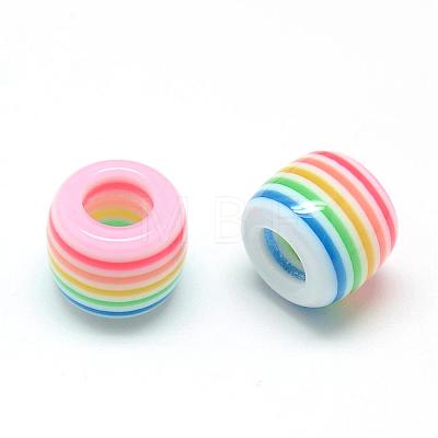 Opaque Stripe Resin European Beads RESI-S344-08-1