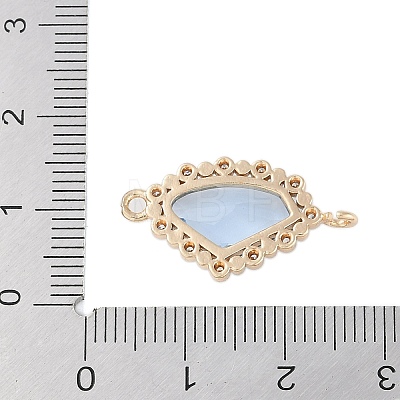 Golden Plated Brass Pave Clear Cubic Zirconia Connector Charms KK-L218-002G-02-1