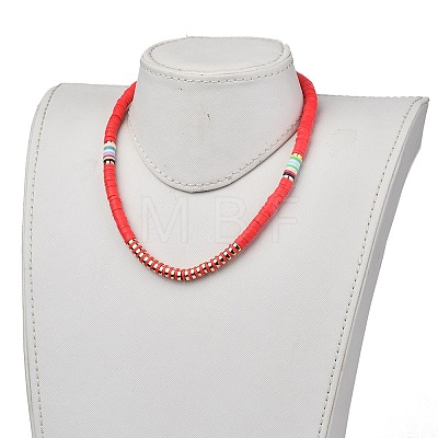 Handmade Polymer Clay Heishi Beads Beaded Necklaces NJEW-JN02901-03-1