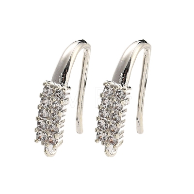 Rack Plating Brass Pave Cubic Zirconia Earring Hooks KK-O143-17S-1