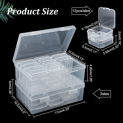 Rectangle PP Plastic Bead Organizer Storage Box with 12Pcs Small Plastic Hinged Lid Beads Containers CON-WH0088-32-1