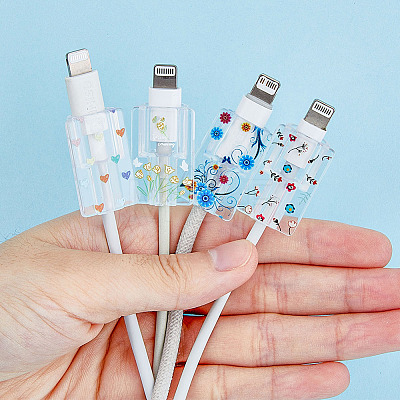 4 Pairs 4 Style TPU Data Cable Protective Sleeve AJEW-HY0001-31-1