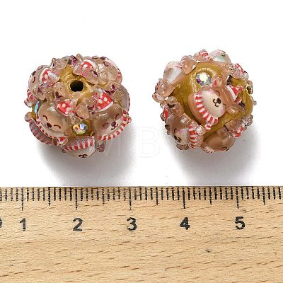 Christmas Theme Polymer Clay Rhinestone Beads with Resin RESI-Z045-01E-1